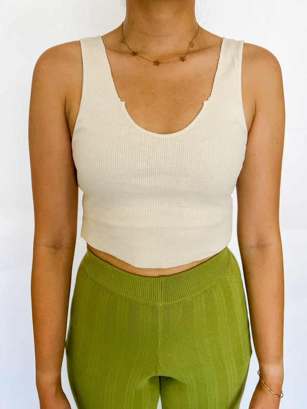 Take It Easy Ribbed Knit Cropped Tank Top