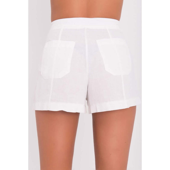 Cabo White Mini Linen Short with Pocket and Shorts by Lovely Curated Things