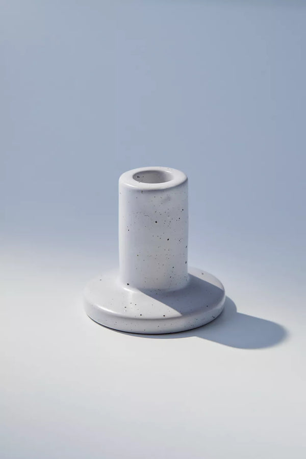 Paddywax Tall White Speckled Ceramic Taper Holder, Sold Individually - 2.9"