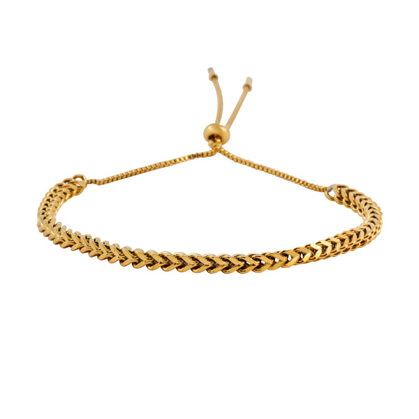 Gold Box Chain Adjustable Bracelet