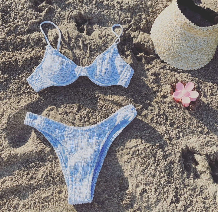 Molly Sky Blue Textured Swim Top and Swimwear by Lovely Curated Things