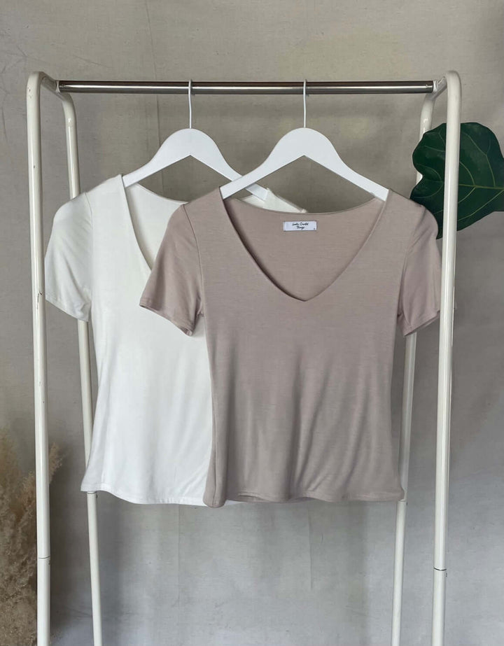 Billie Double Layered V Neck SS Top and Tops by Lovely Curated Things