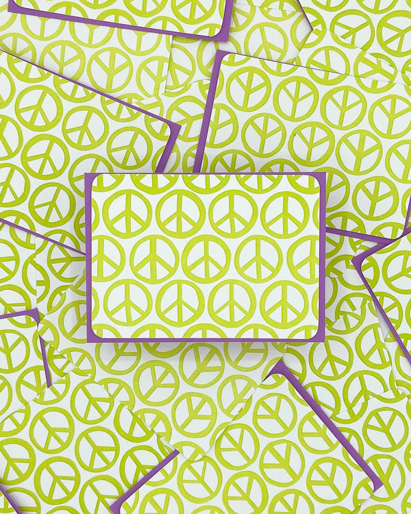 And Here We Are Peace Signs Lime Notecard Set